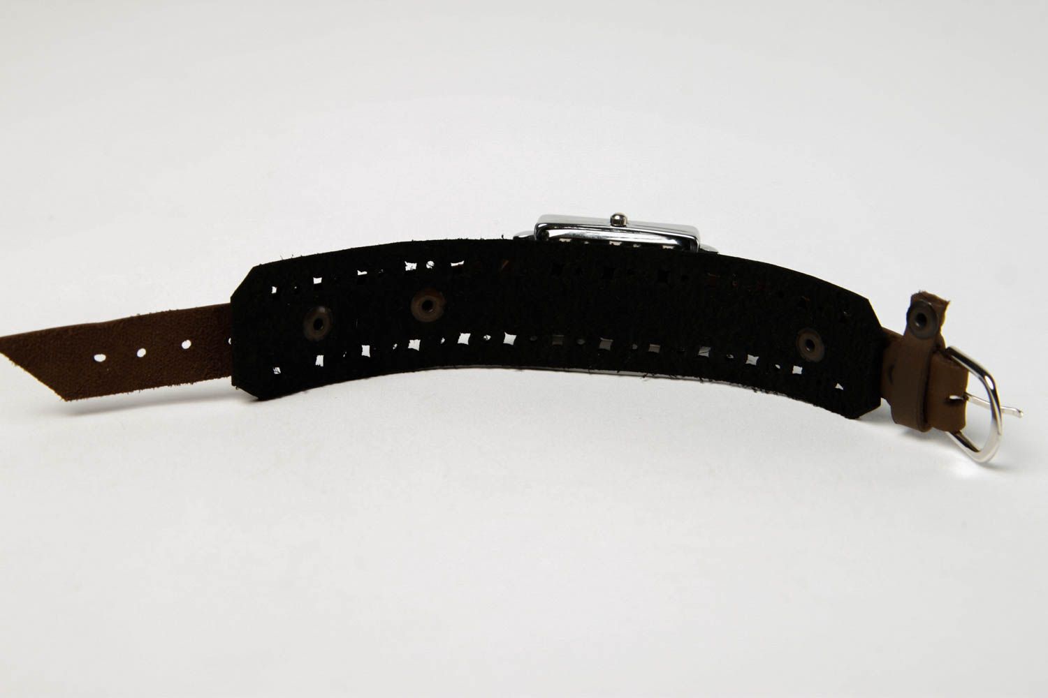Кожаный браслет ручной работы под часы аксессуар из кожи бижутерия из кожи фото 5