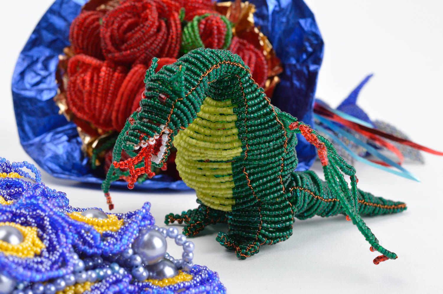 Figura de abalorios hecha a mano decoración de hogar regalo original dragón foto 1