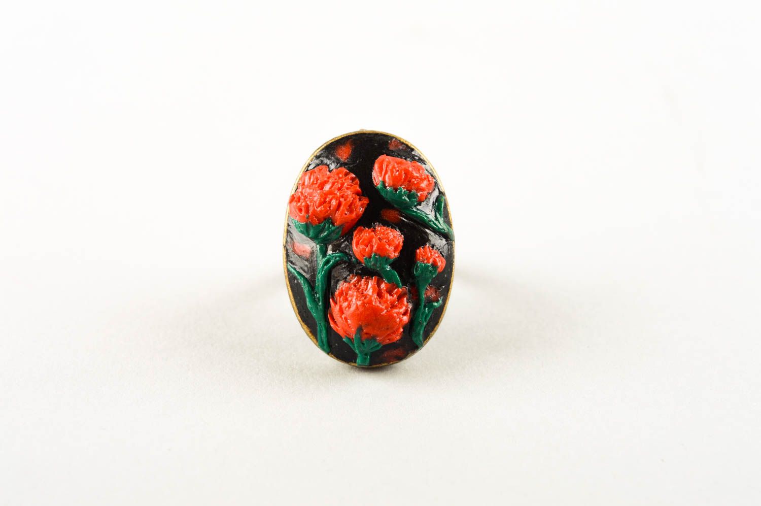Кольцо ручной работы кольцо для девушек украшение из полимерной глины цветочное фото 3