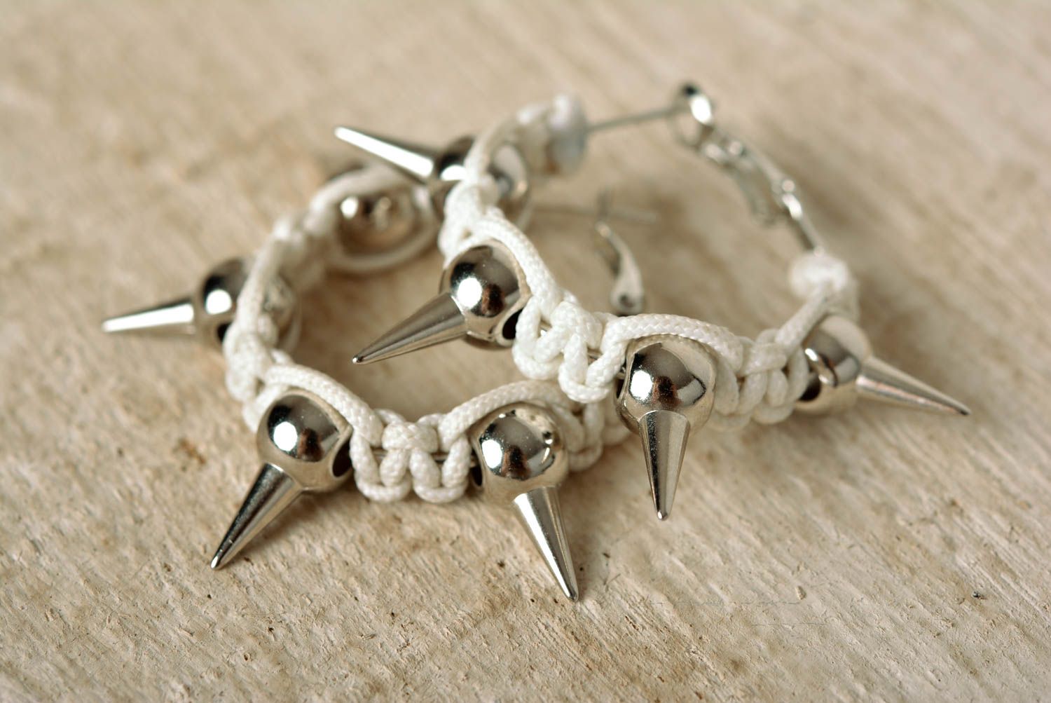 Macrame earrings stylish bracelet macrame necklace with spikes for girl photo 4