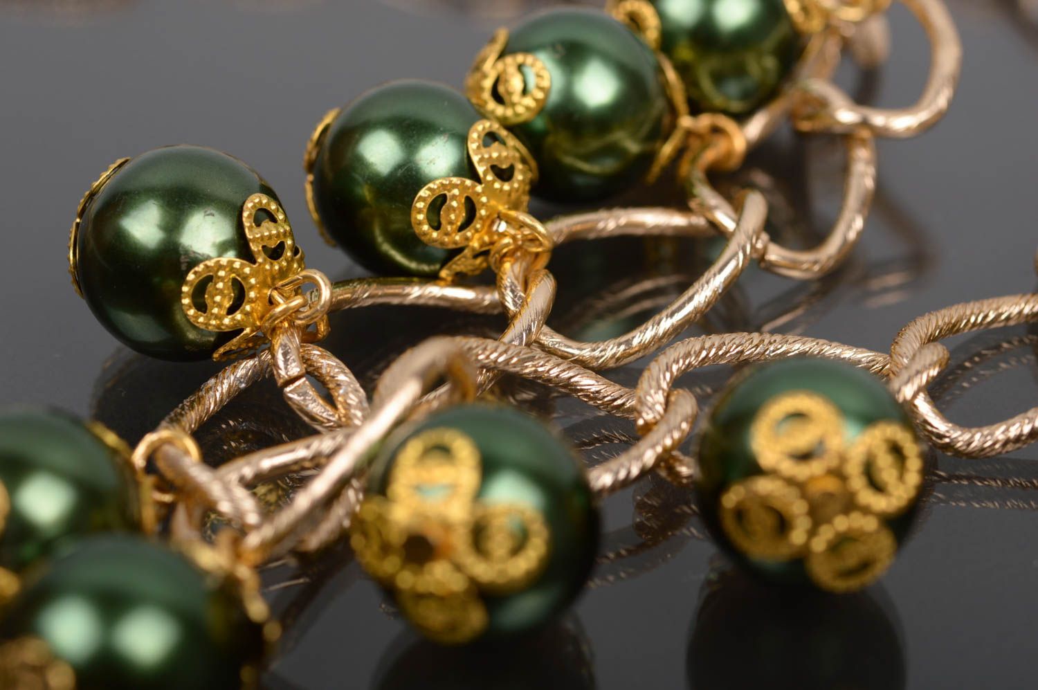 Collier chaîne perles plastiques Bijou fait main vert long original Cadeau femme photo 4