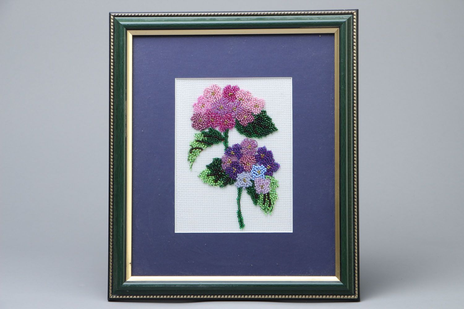 Embroidered beaded picture Flowers photo 1