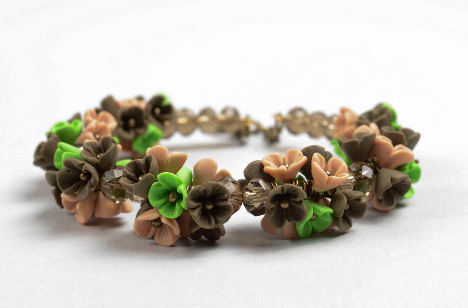 Handmade Armband mit Blumen Polymer Clay Schmuck schönes Armband mit Kette foto 6
