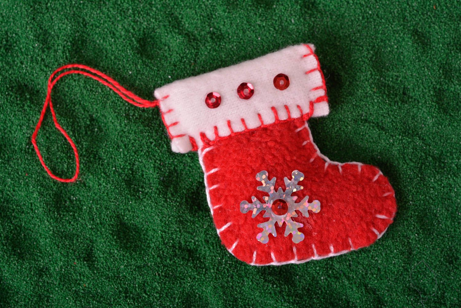 Мягкая игрушка хэнд мейд рождественский носок из фетра интерьерная игрушка фото 1