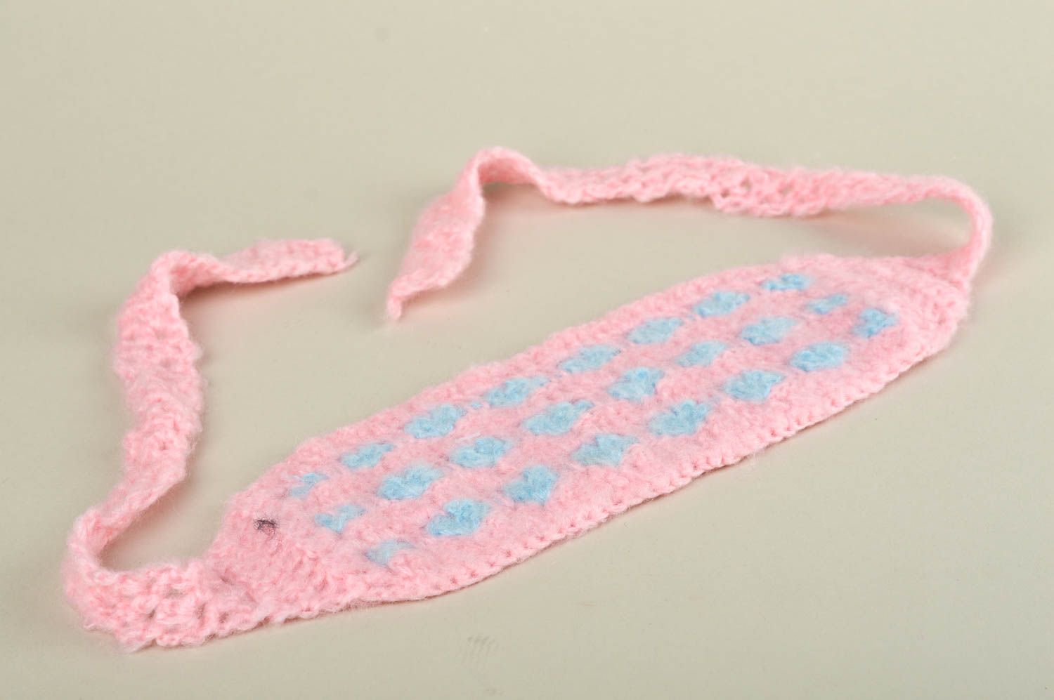 Handgefertigt dünnes Haarband Häkel Accessoire Haarschmuck für Kinder rosa foto 4