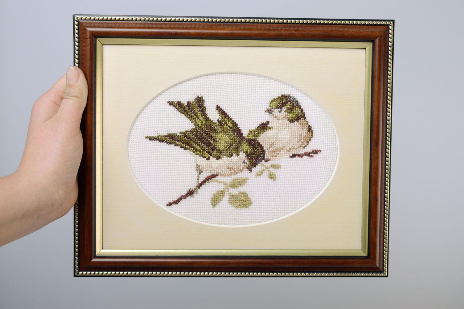 Embroidered picture Sparrows photo 4