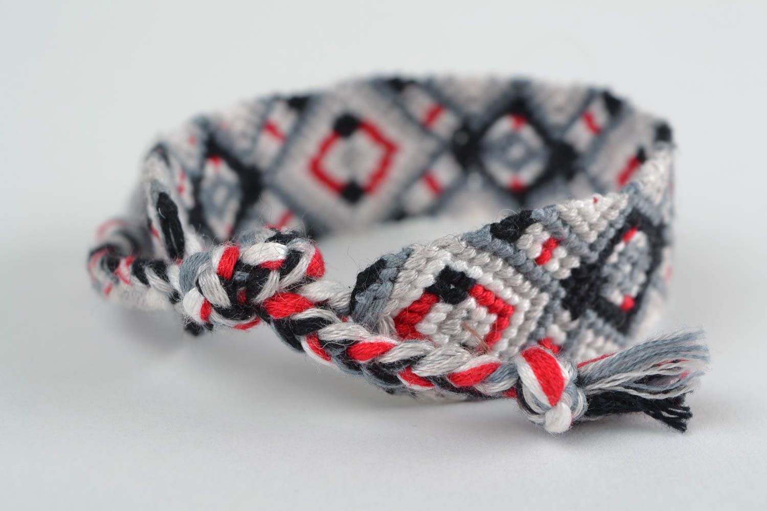 Handmade designer macrame woven friendship bracelet with ties photo 4
