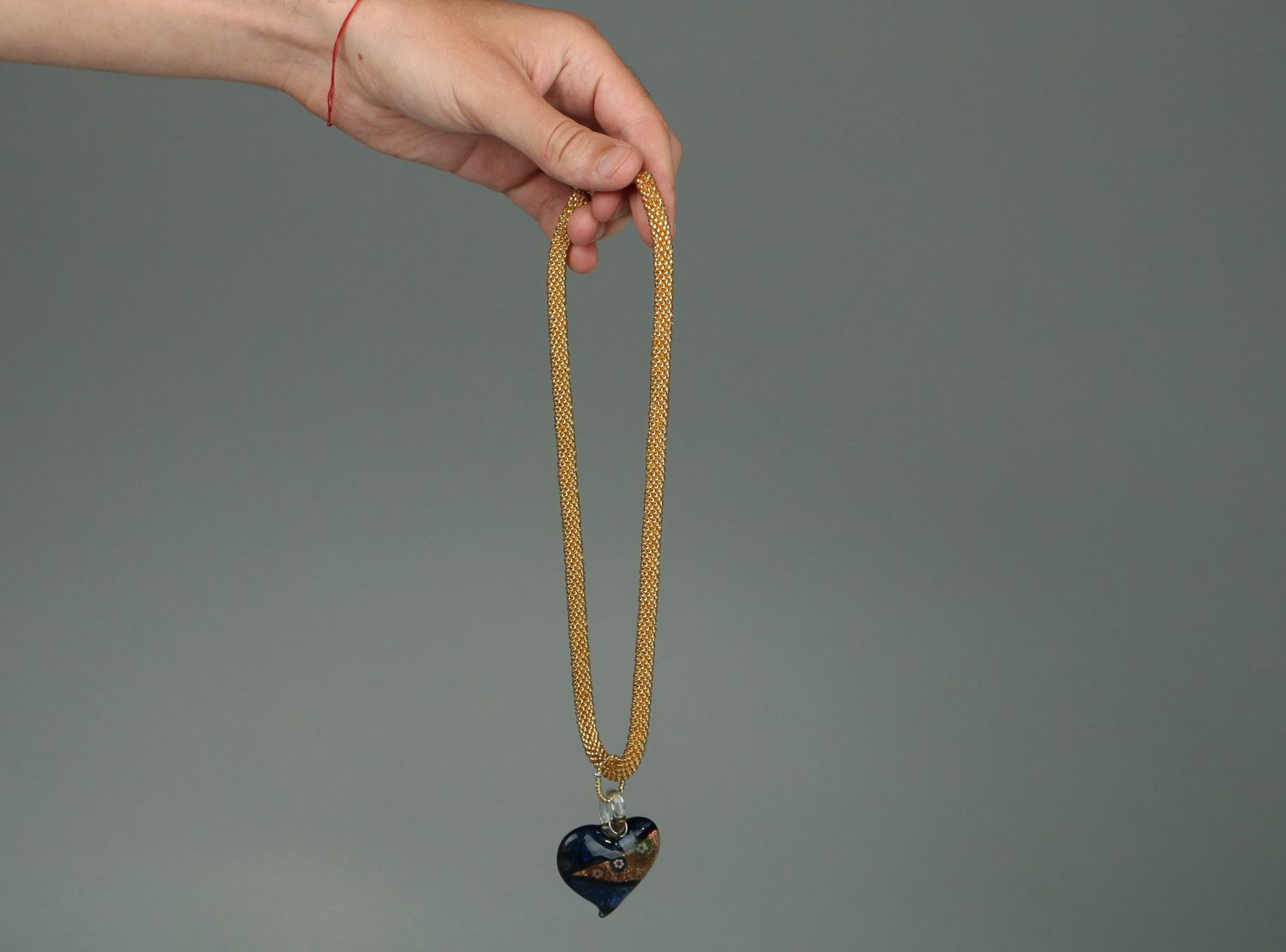 Necklace made of czech beads with pendant Heart photo 5