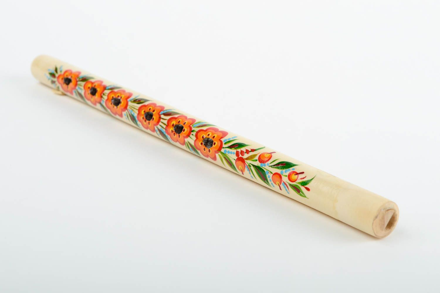 Flauta de madera artesanal pintada instrumento de viento regalo original foto 5
