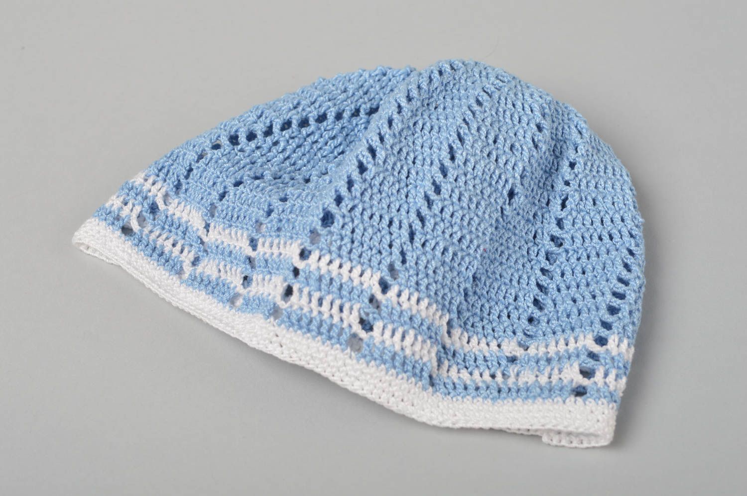 Handmade crochet hat for kids openwork hat for children warm baby hat gift  photo 2