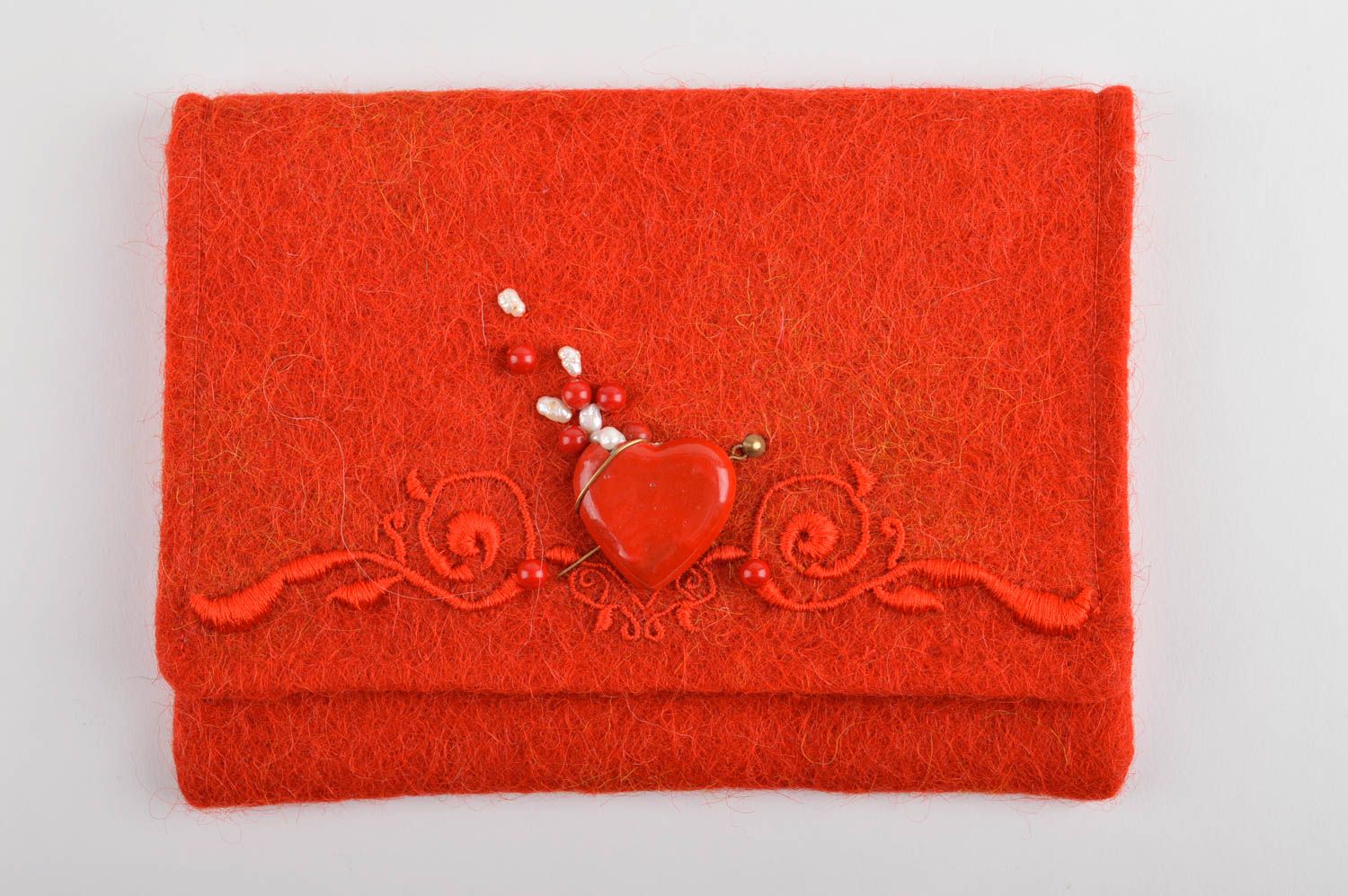 Bolso de mano hecho a mano de lana rojo accesorio de moda regalo para mujer foto 2
