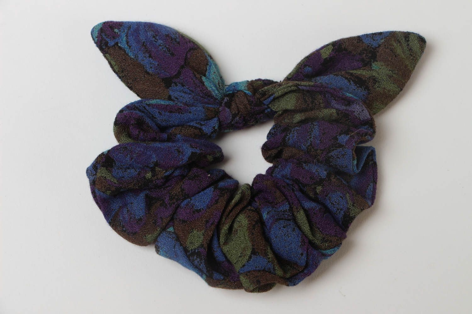 Handmade decorative hair band sewn of fabric with interesting dark pattern  photo 2