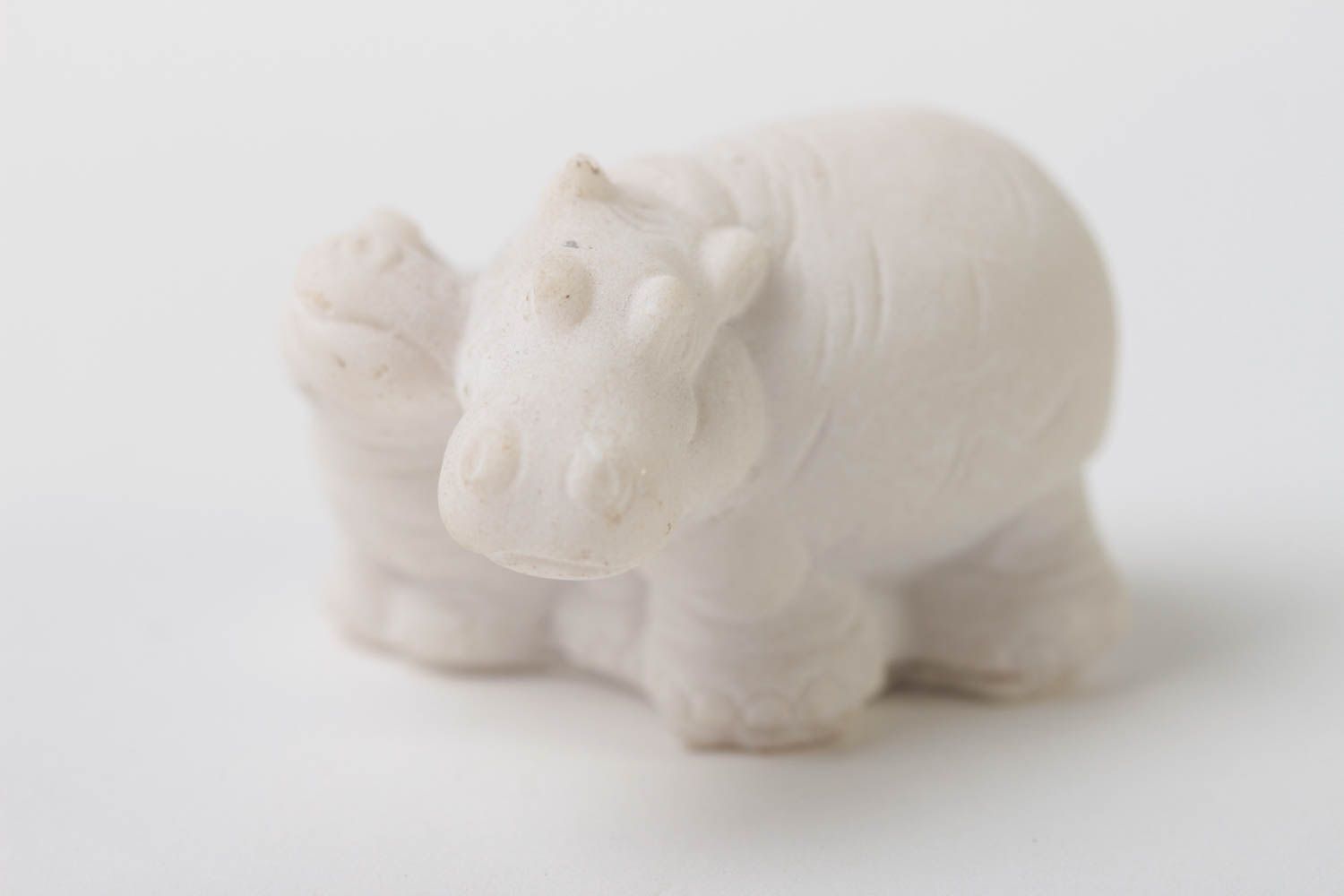 Figurine à peindre fait main Petite statuette hippopotame blanc Déco maison photo 3