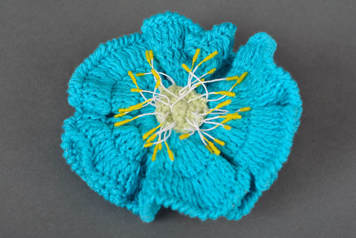 Handmade Haargummi mit Blume Häkel Accessoire Haar Schmuck schön blau  foto 5