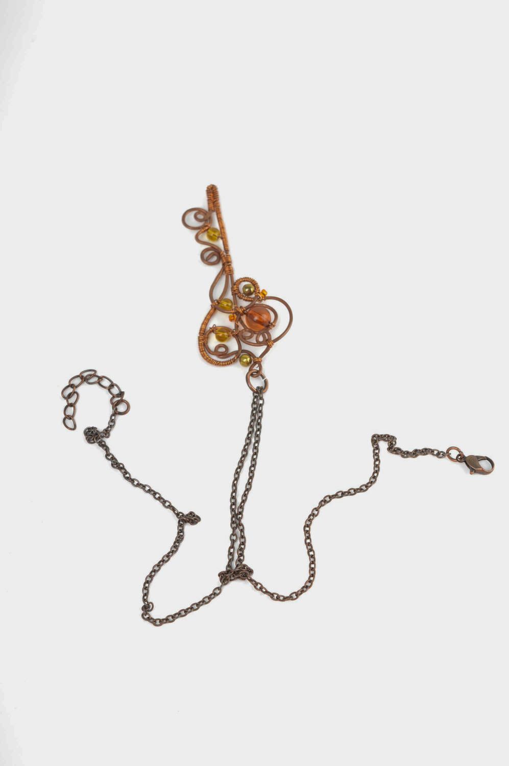 Украшение ручной работы украшение из меди женский кулон с камнем янтарем фото 5