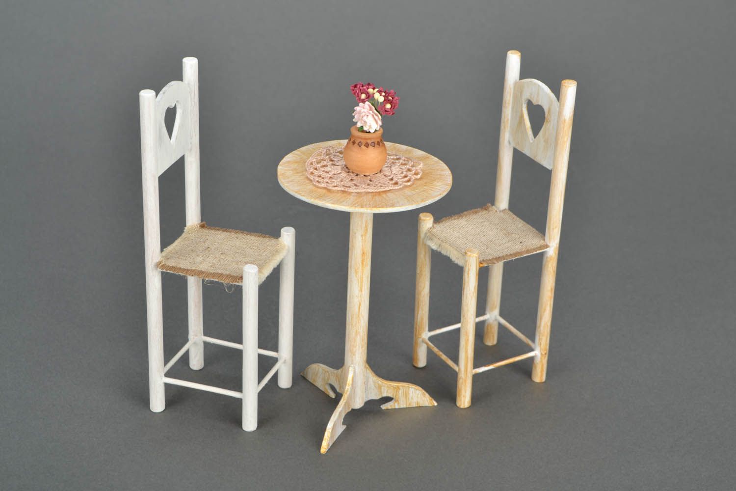 Toy table and two chairs for doll photo 1