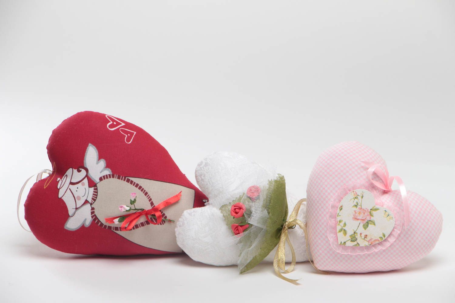 Set of soft pendants handmade designer souvenirs textile beautiful home decor photo 2