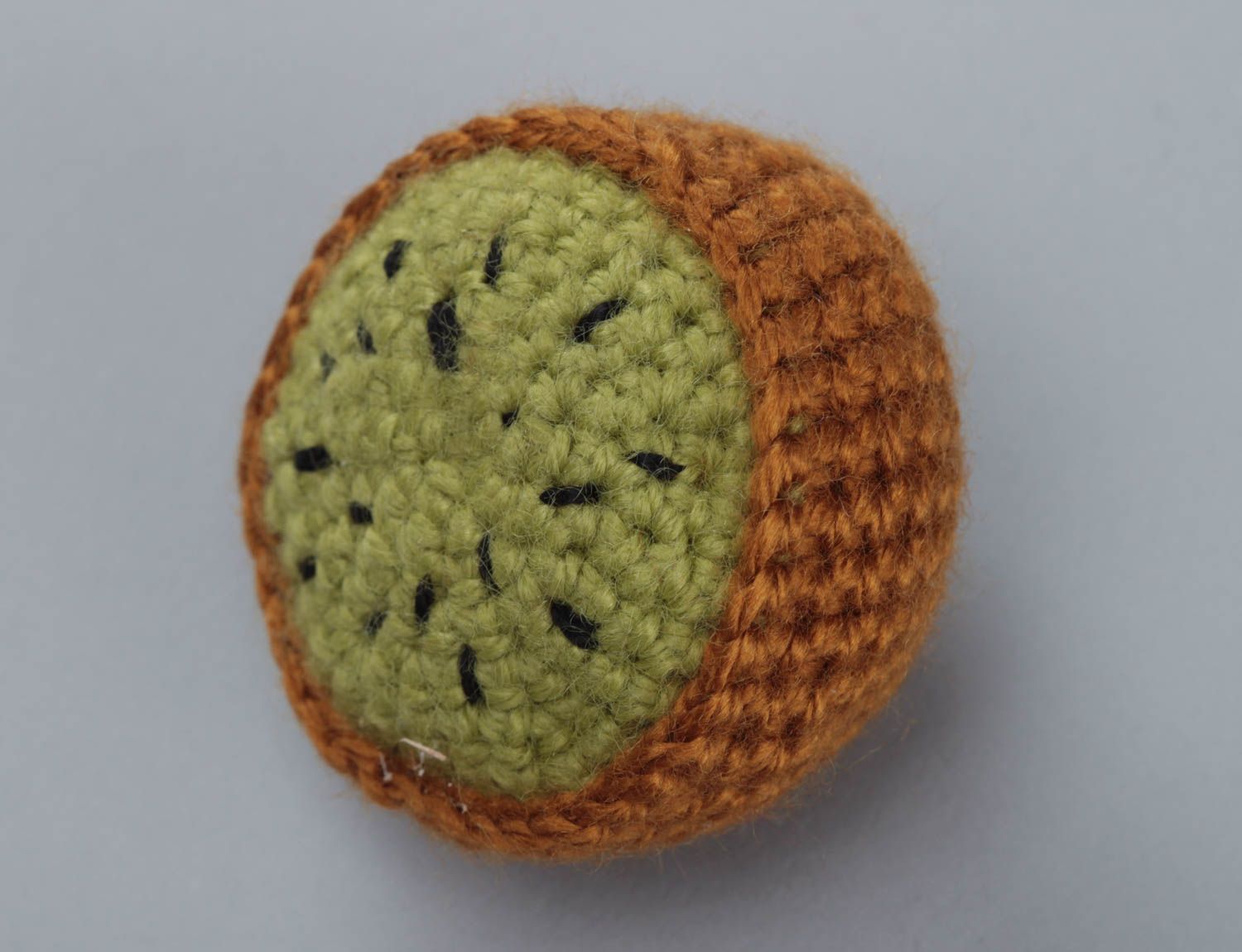 Handmade designer acrylic crochet soft toy kiwi for kids and interior decor photo 2