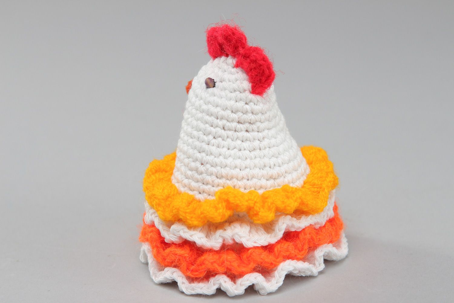 Handmade decorative colorful soft crocheted painted egg cover Easter chicken  photo 2