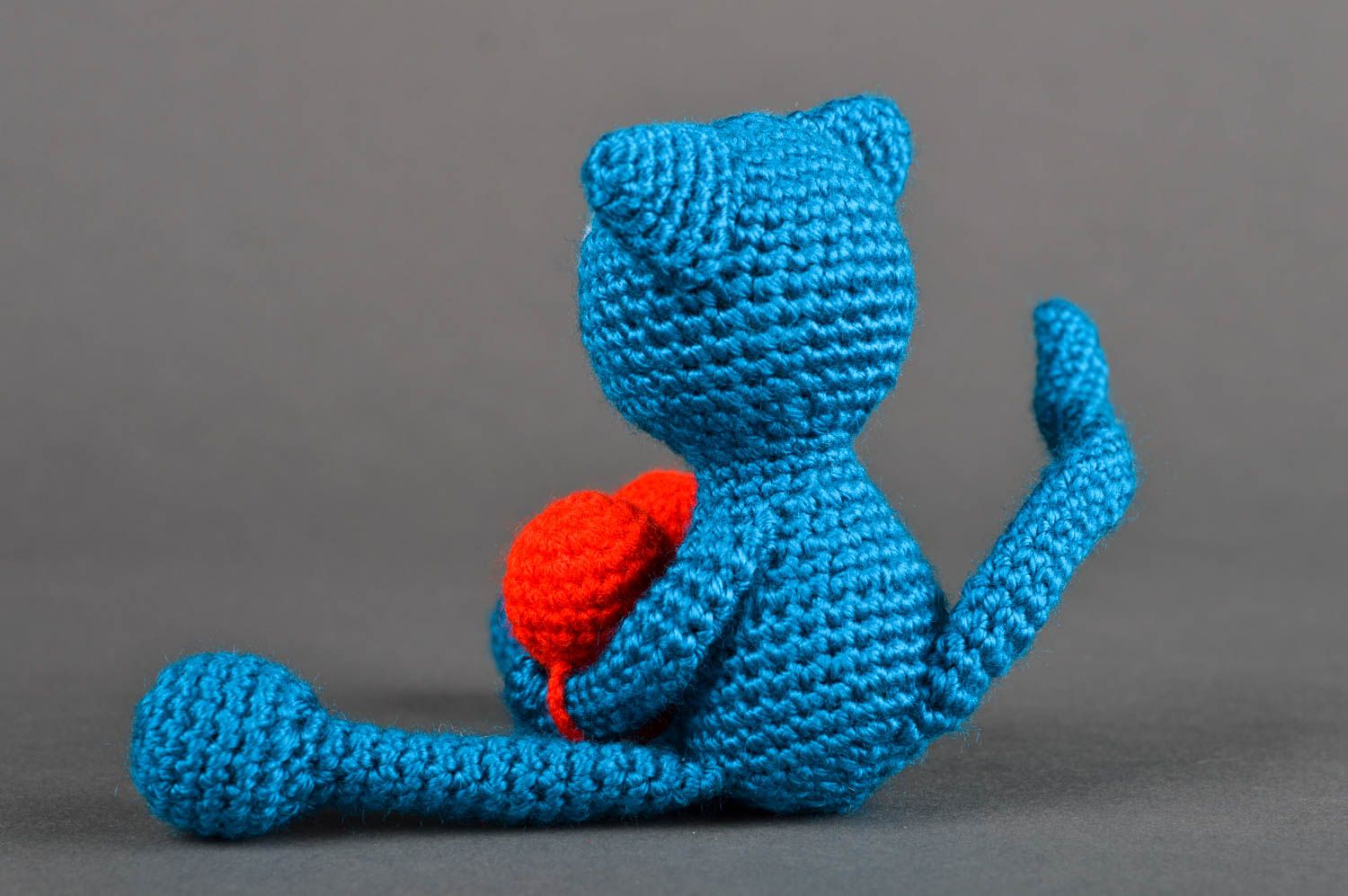 Juguete de peluche hecho a mano juguete para niños juguete tejido Gato azul foto 5