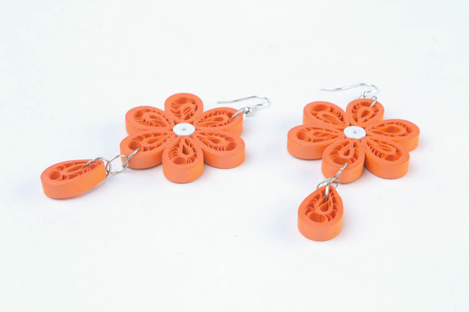 Long earrings-pendants in the shape of a flower photo 4