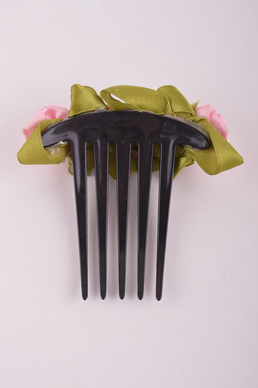 Pettine fatto a mano in plastica accessorio per capelli bigiotteria da donna foto 4