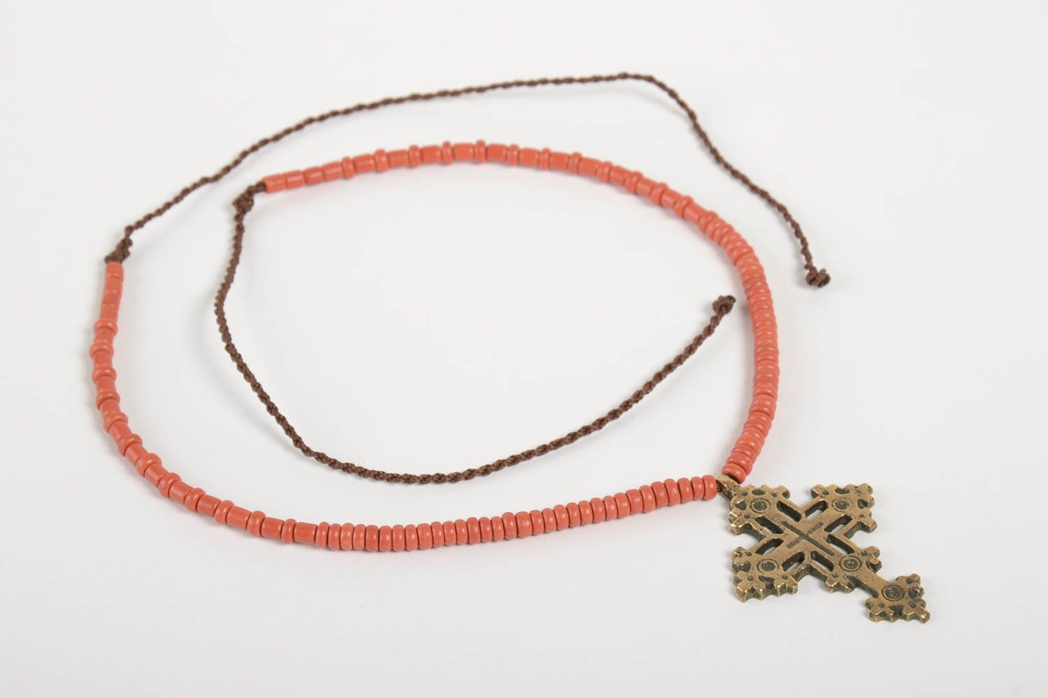 Pendentif croix fait main Bijou ethnique original joli Accessoire femme  photo 3