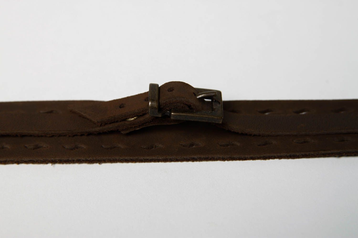 Bracelet cuir Bijou fait main large brun design Accessoire en cuir original photo 4