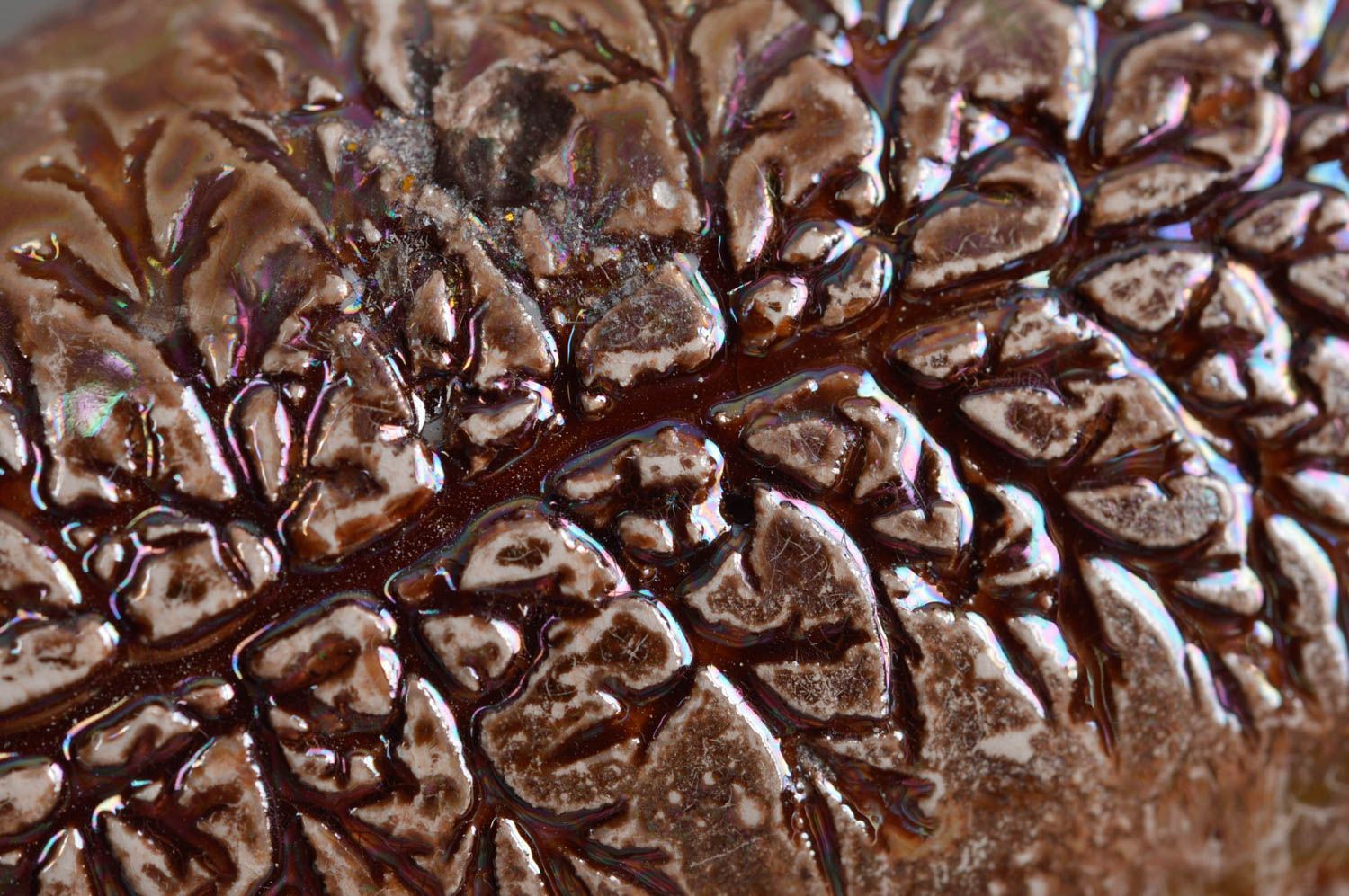 Originelle Brosche Blatt aus Naturton handmade mit Perlmutterglanz Baum foto 5