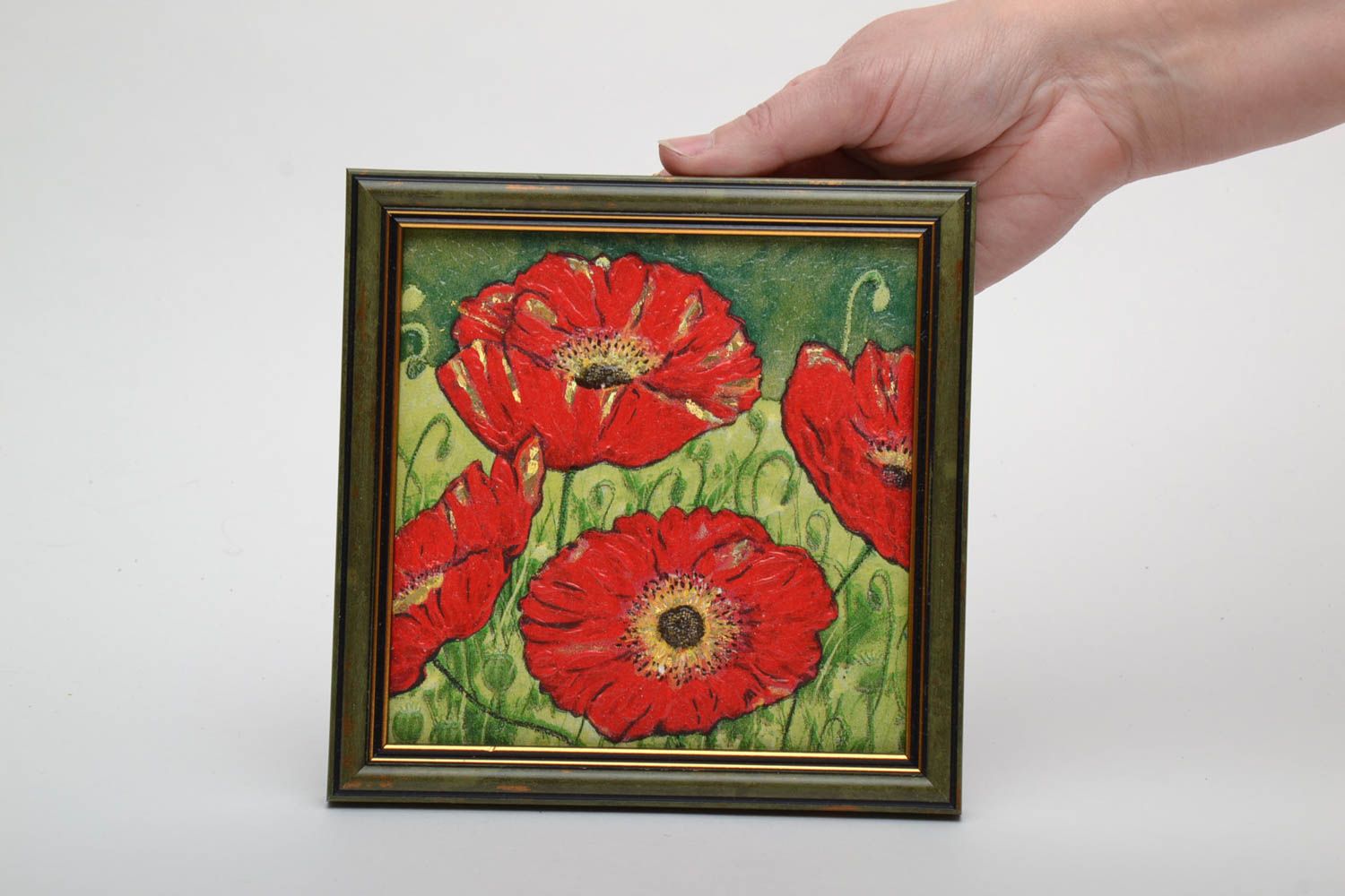 Decoupage Gemälde mit Mohnblumen foto 5