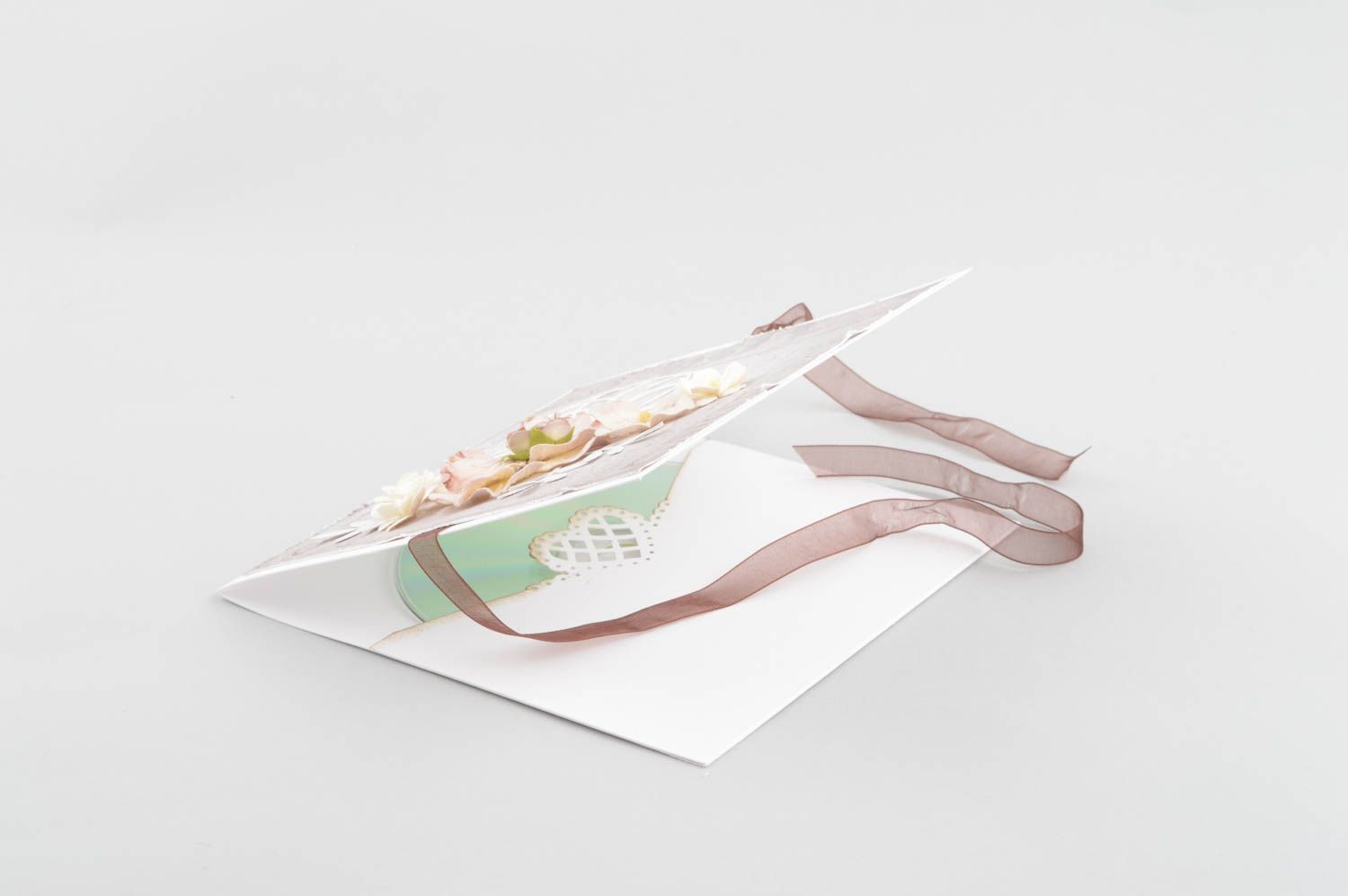 Enveloppe fait main Enveloppe design scrapbooking fleurs ruban Idée cadeau photo 5