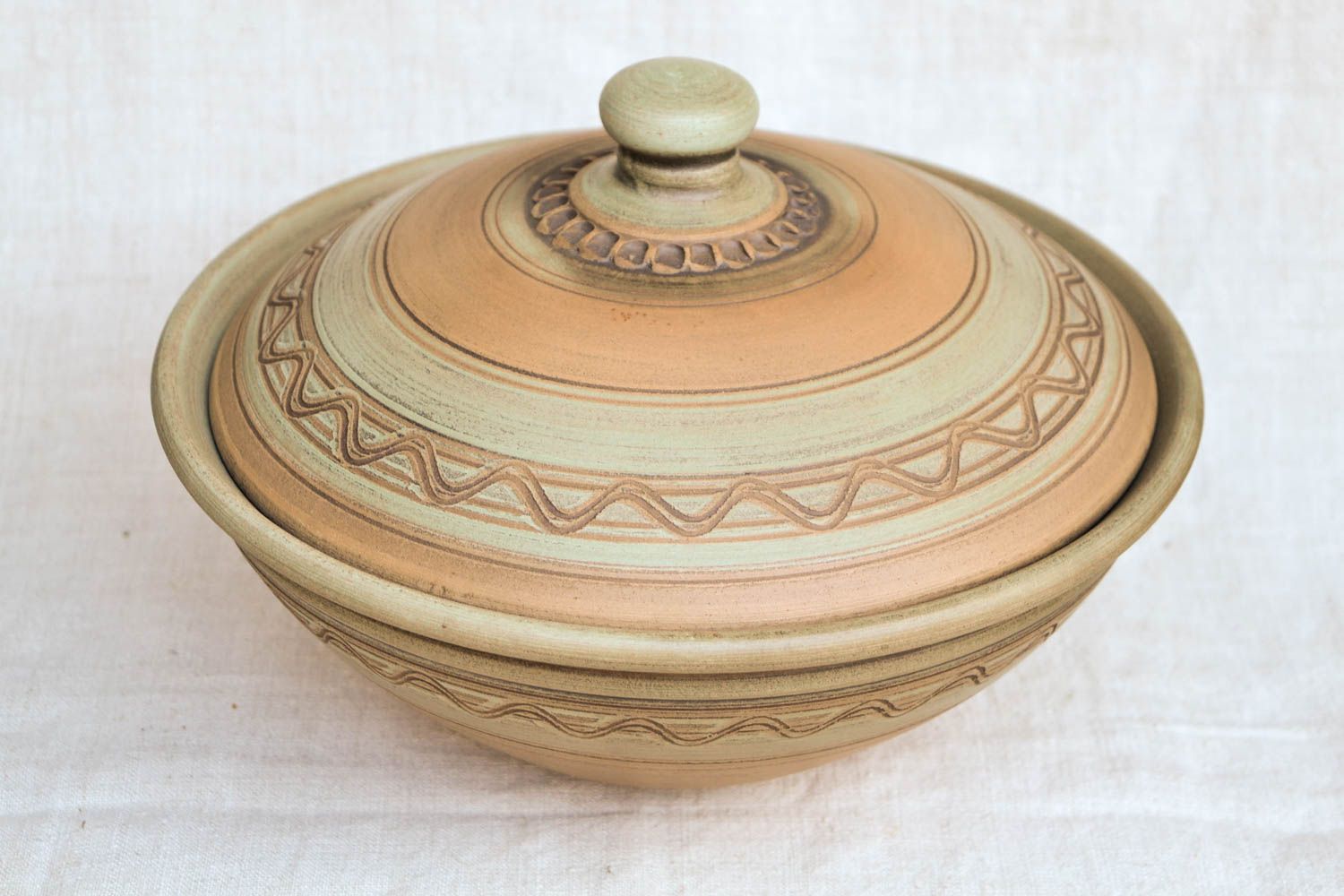 Unusual handmade ceramic bowl with lid 3000 ml ceramic kitchenware home goods photo 4