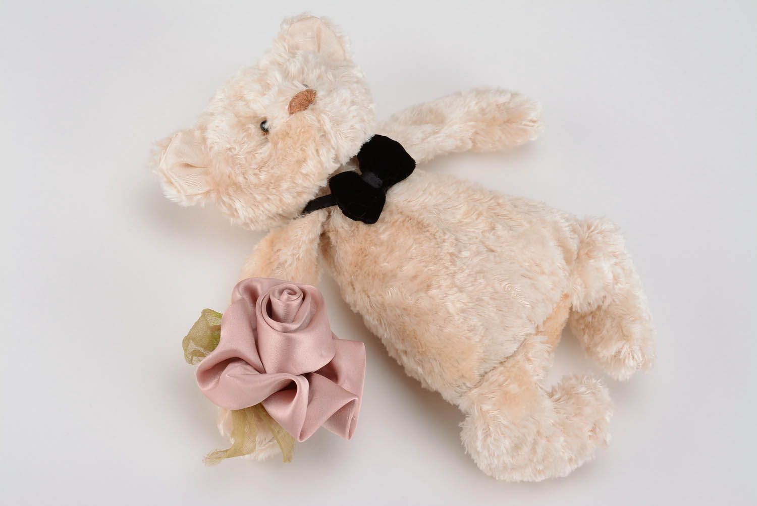 Handmade plush Bear with flower photo 5