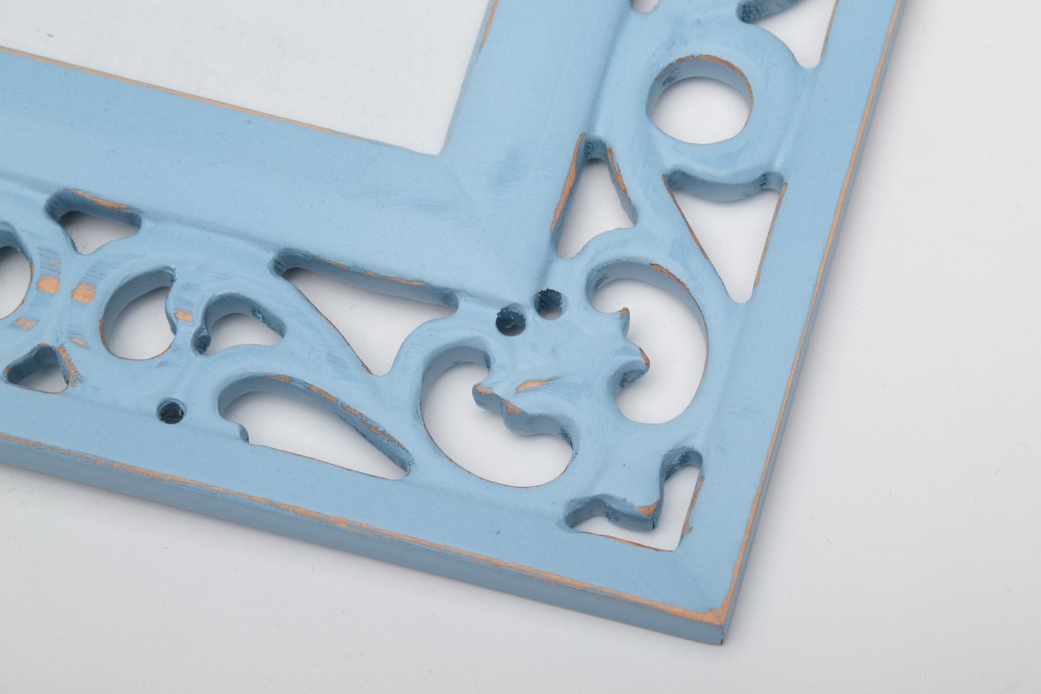 Blue carved wooden photo frame photo 3