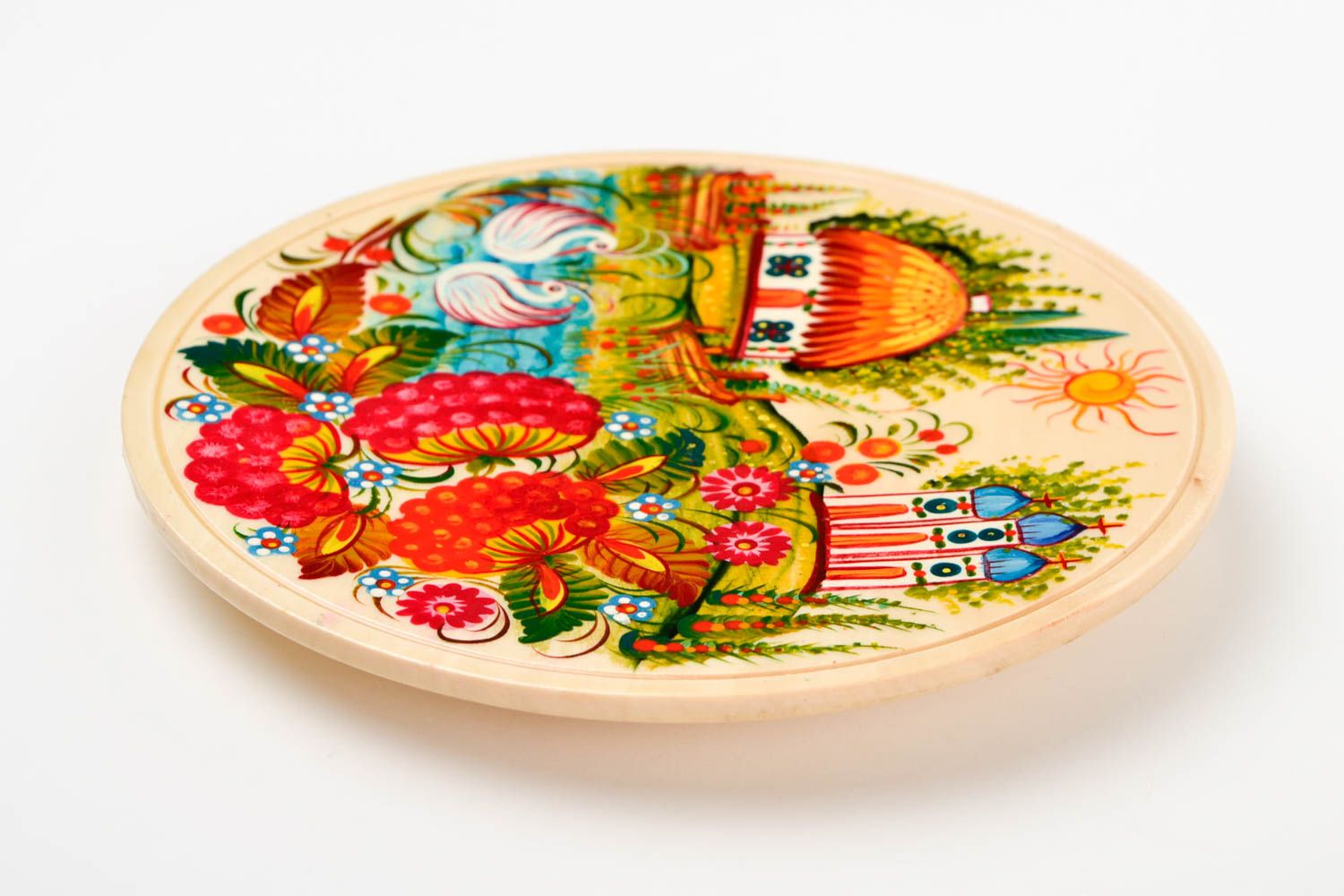Изделие из дерева хэнд мейд деревянная посуда с росписью деревянная тарелка фото 3