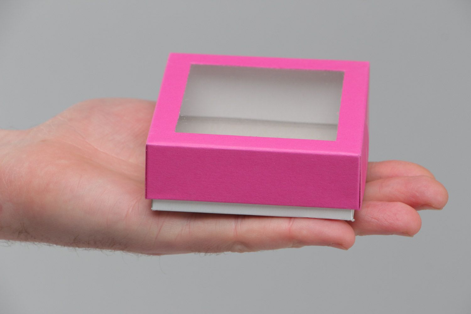 Künstler handmade pink Geschenkkarton mit durchsichtigem Deckel quadratisch foto 5