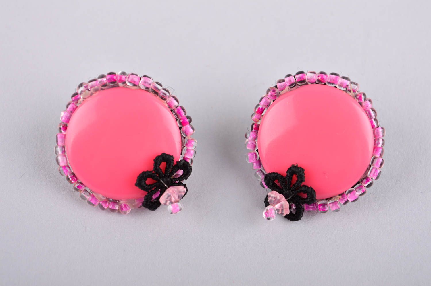 Ohrringe Damen handmade Ohrringe Stecker Juwelier Modeschmuck in Rosa schön  foto 3