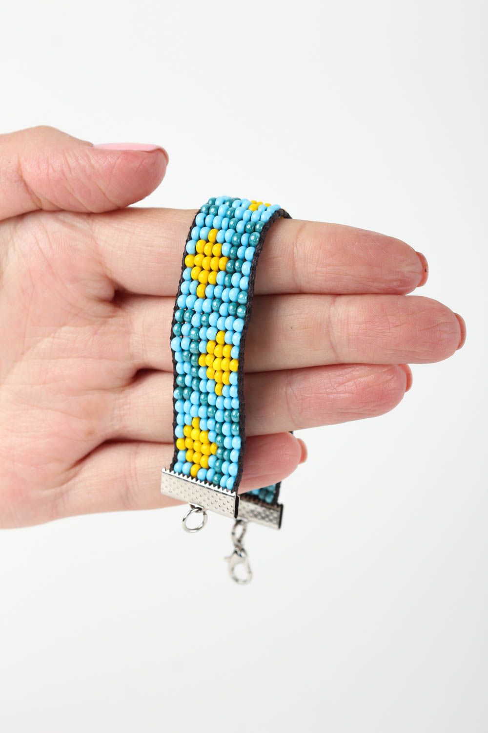Blue beads line adjustable bracelet for young girls photo 5