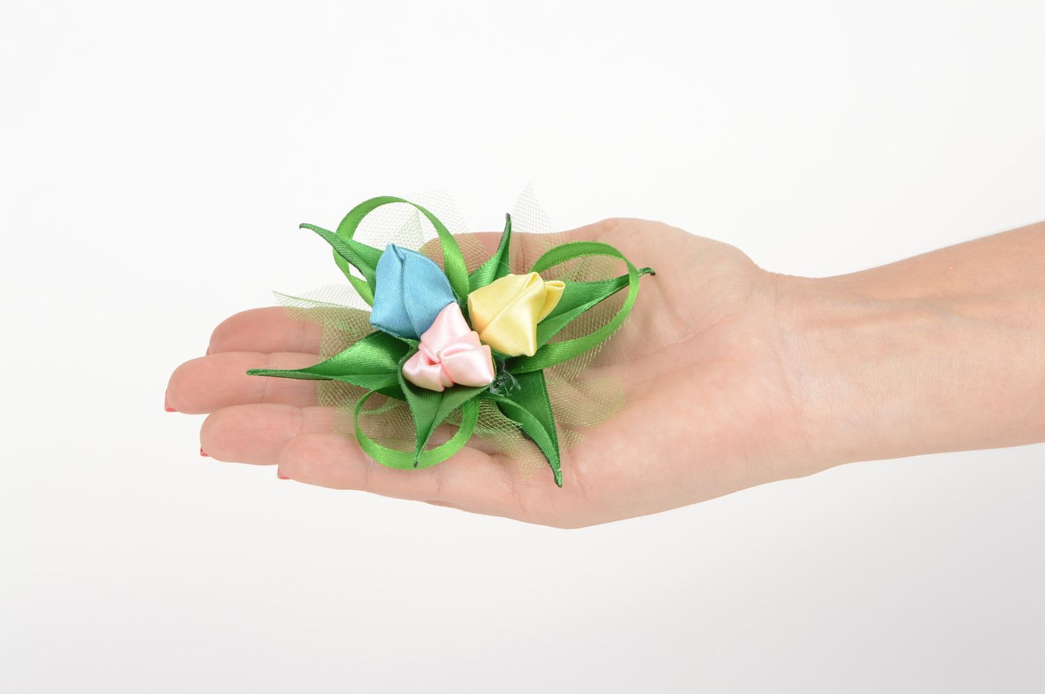 Blume Haarspange handgemachter Schmuck Accessoire für Mädchen bunte Blumen foto 4