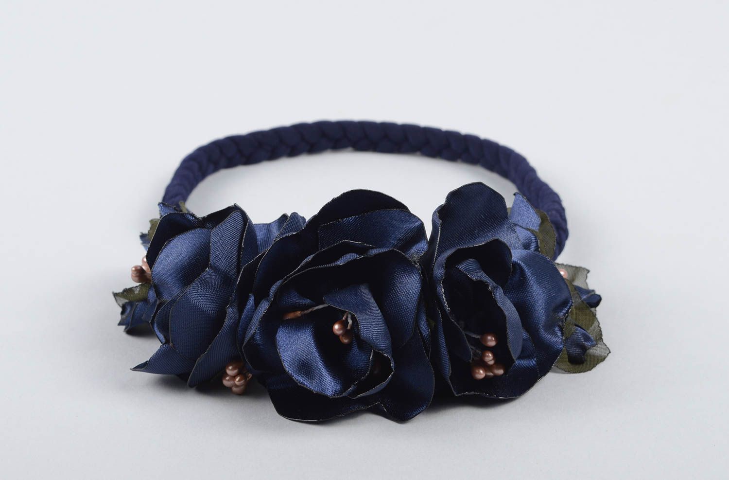 Banda para el cabello artesanal azul cinta de pelo moderna regalo para niña foto 2