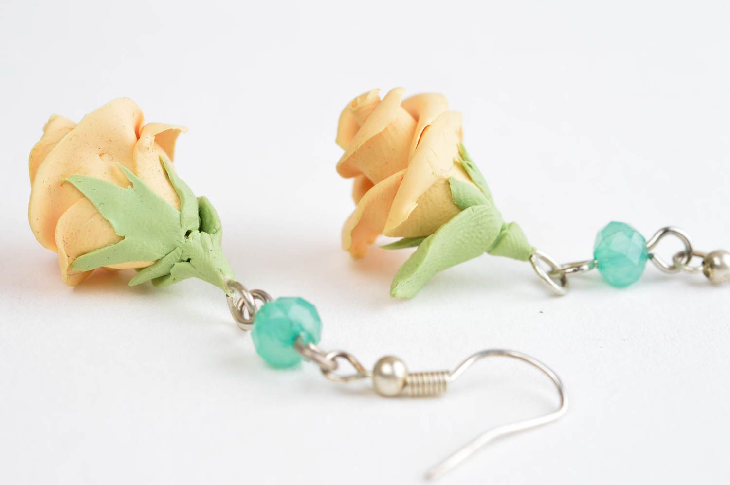 Handmade stylish cute earrings designer flower earrings unusual accessory photo 4