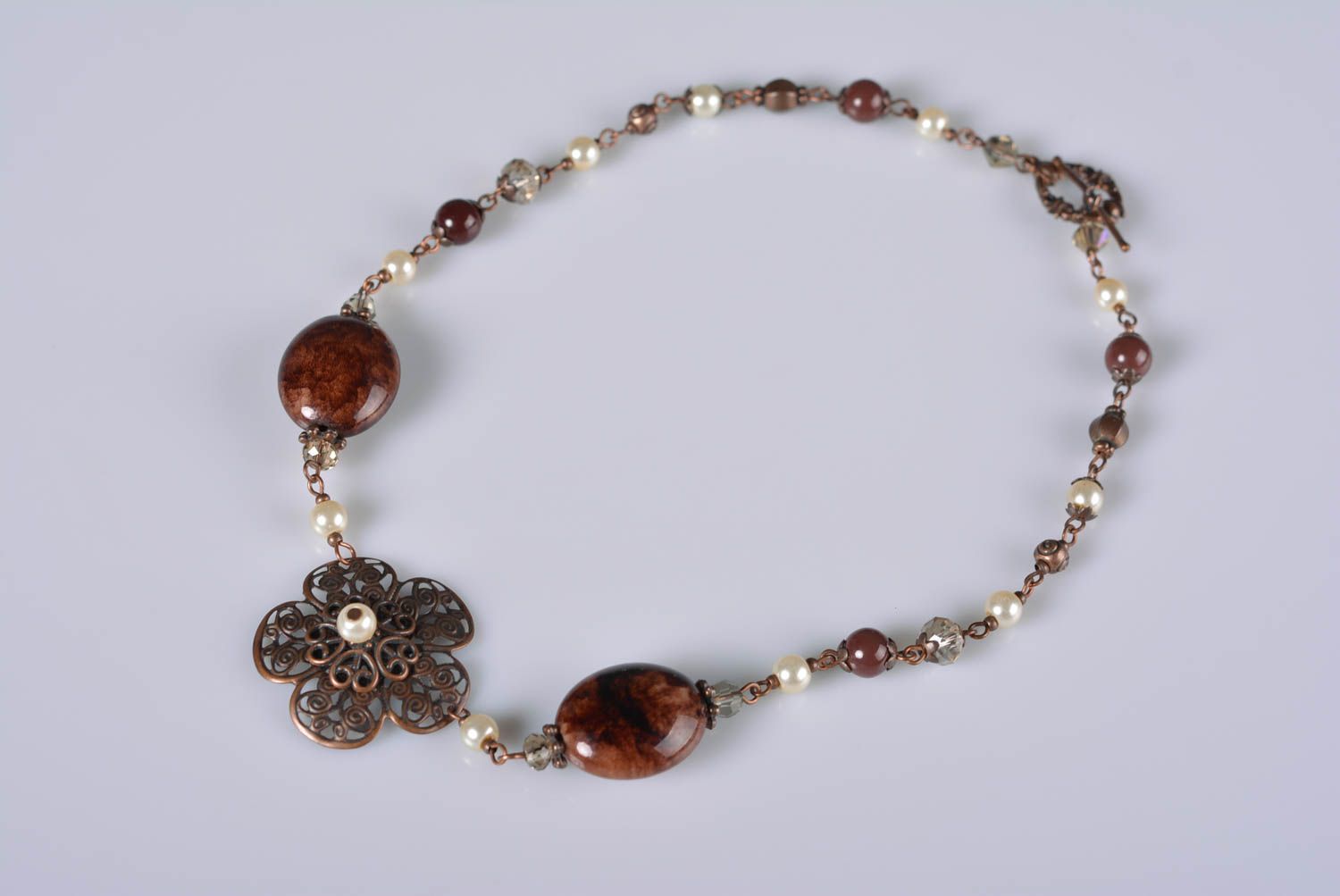 Handmade Damen Collier aus Glas Modeschmuck Halskette Accessoires für Frauen foto 1