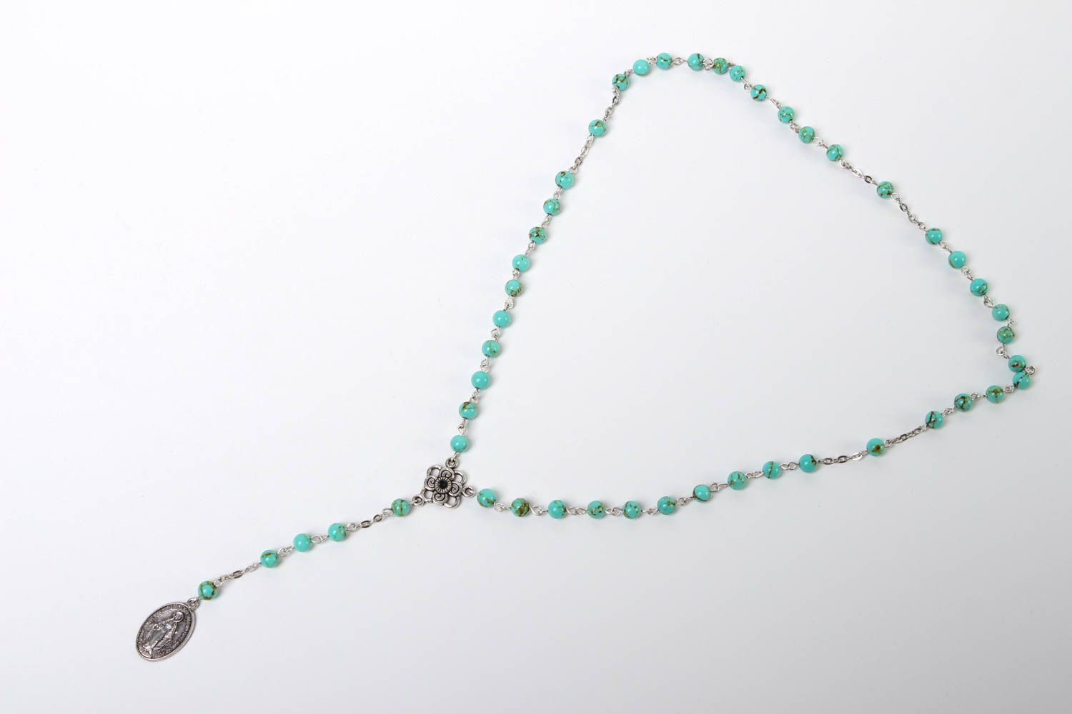 Handmade rosary unusual bead necklace designer accessory stone jewelry photo 2