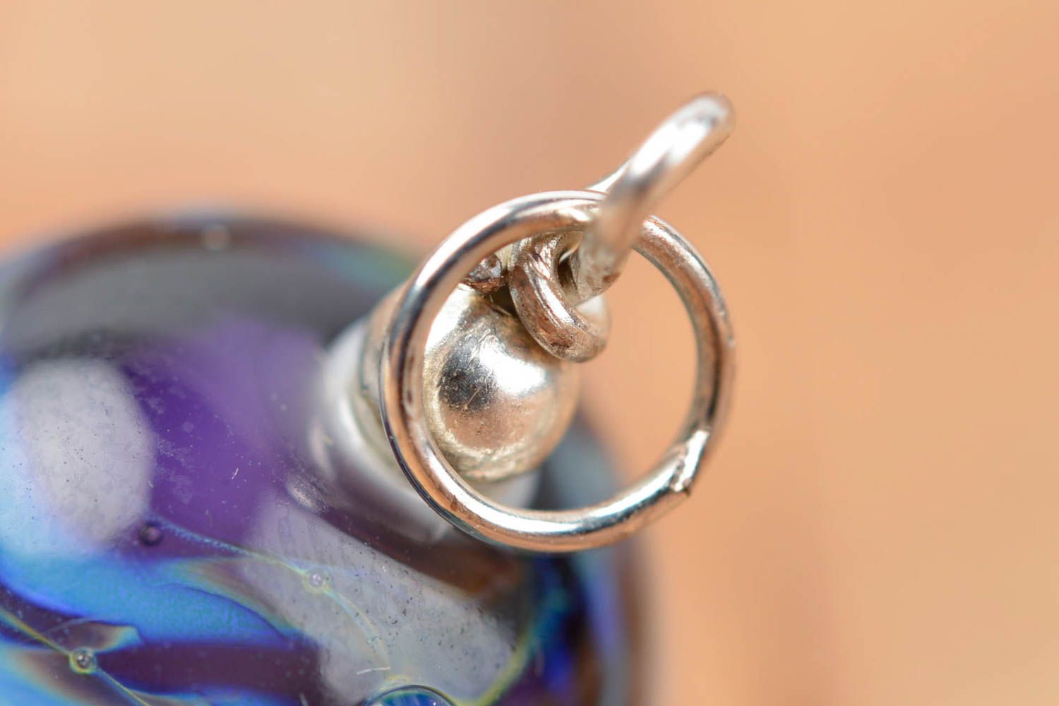 Perle en verre faite main Fourniture pour bijoux bleu-violet Loisirs créatifs photo 4