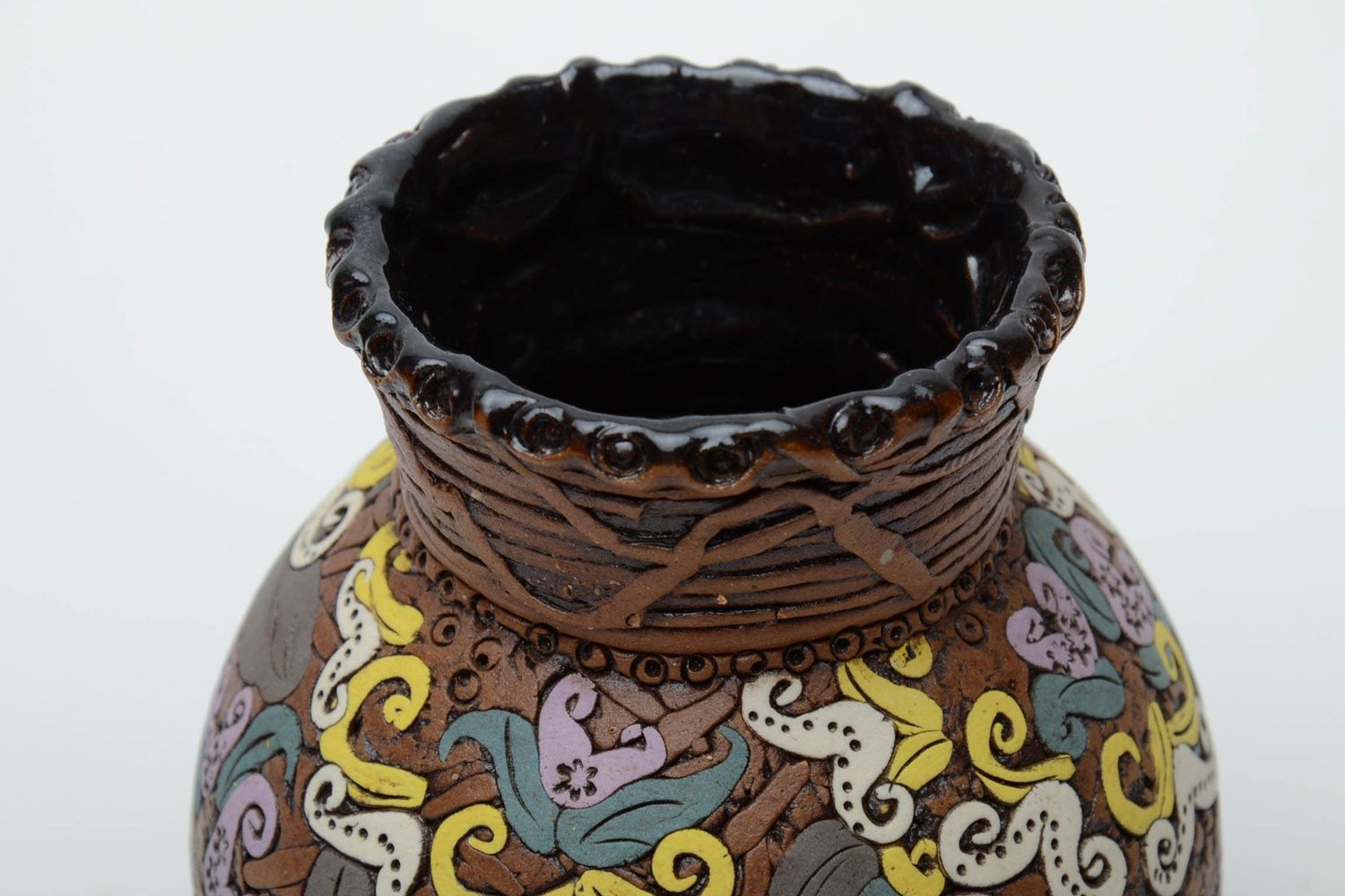 Глиняная ваза декоративная  фото 3