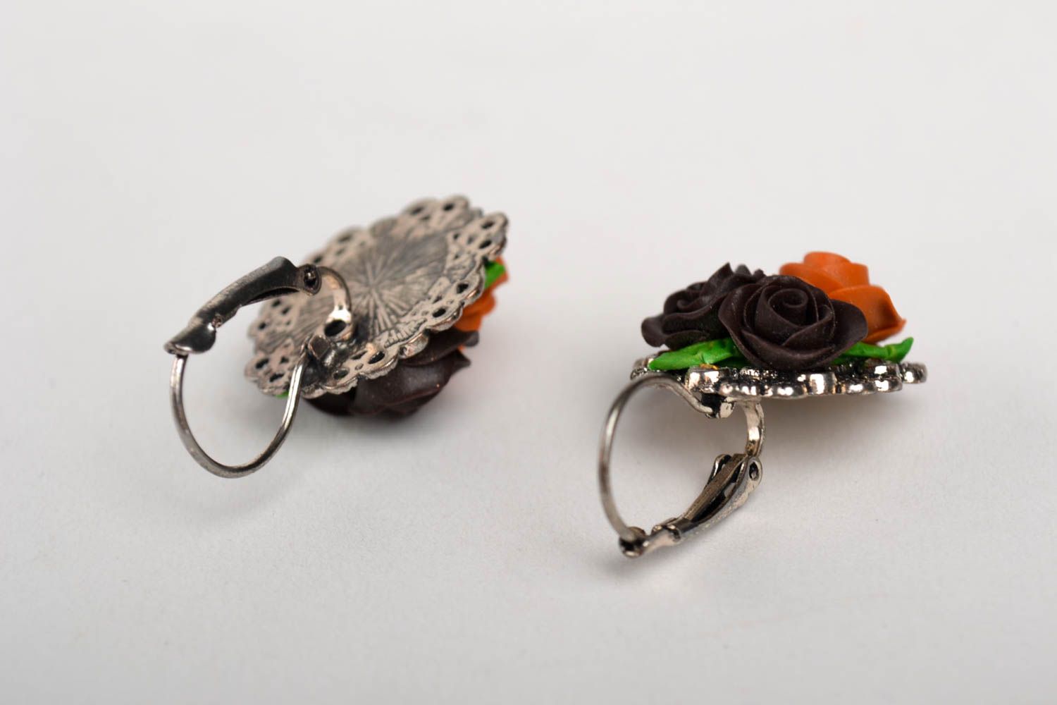 Blumen Ohrringe handmade Designer Schmuck zartes Accessoire für Frauen Rosen foto 4