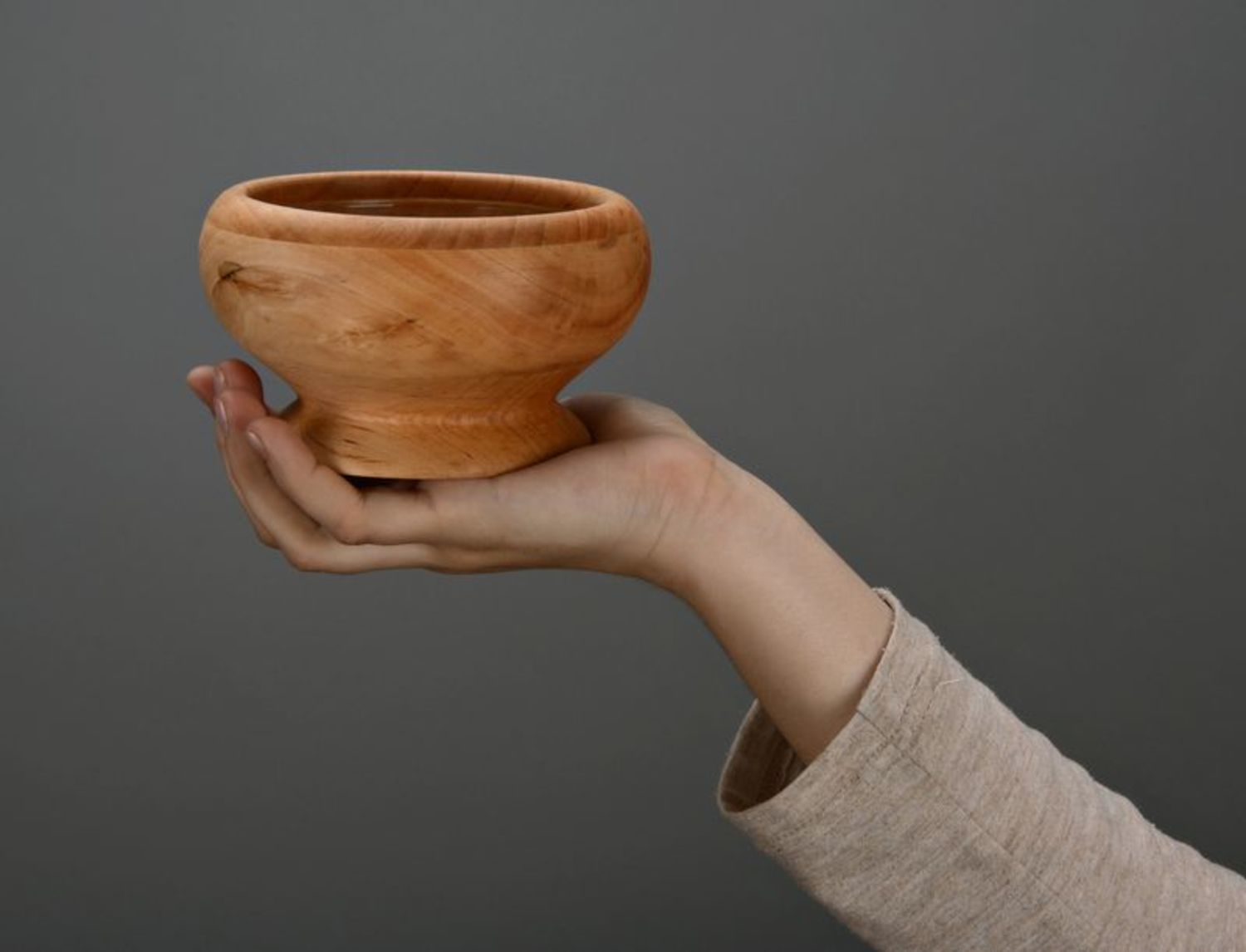Wooden bowl with glass inner surface photo 5