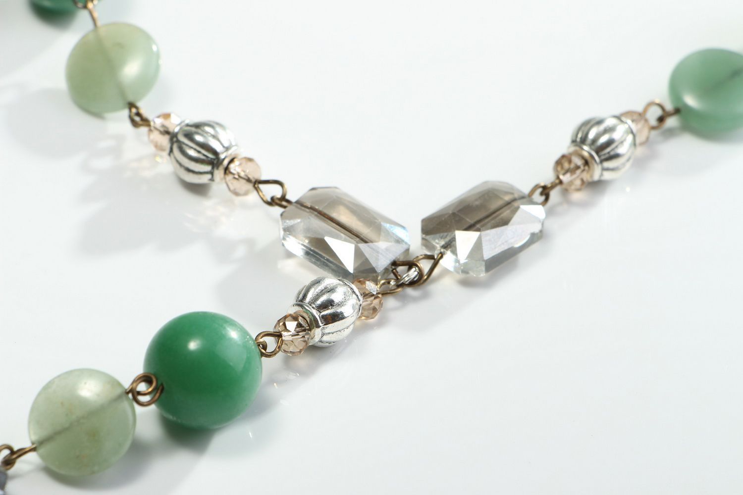 Jade and rhinestone necklace  photo 3