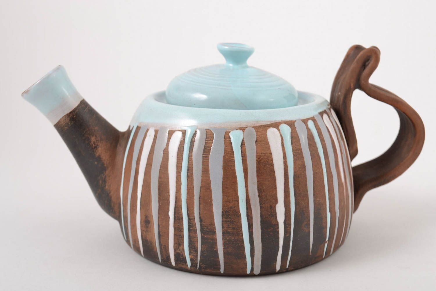 Handmade Keramik Teekanne Tee Geschirr für Küchen Deko schön bemalt Geschenk foto 3