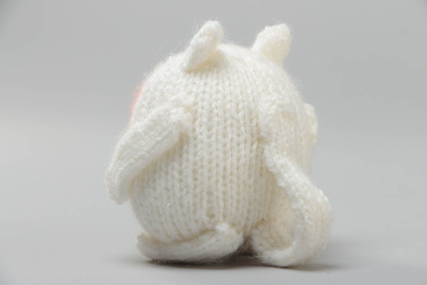 Jouet mou tricoté au crochet petit Chat blanc rond amusant original fait main photo 4